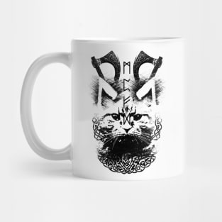 Abstract Cat in Viking Style - Black Mug